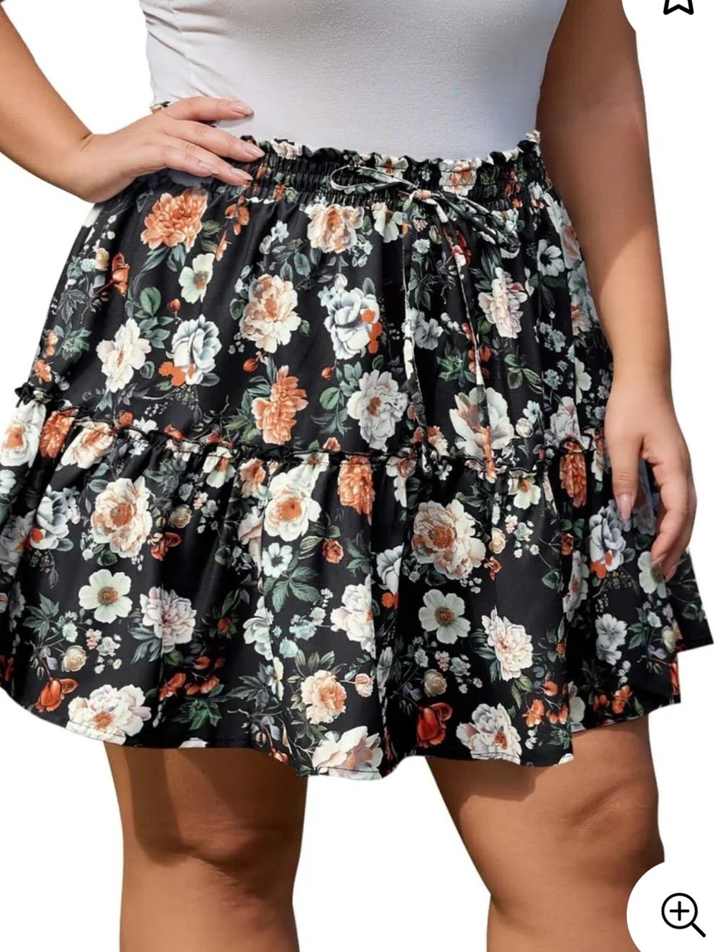 Floral Tiered Mini Skirt - Black Floral